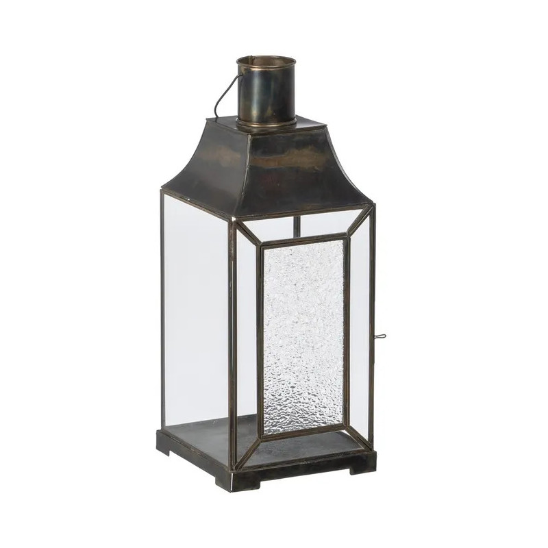 Portavelas oro viejo y cristal 17 X 17 X 44 cm